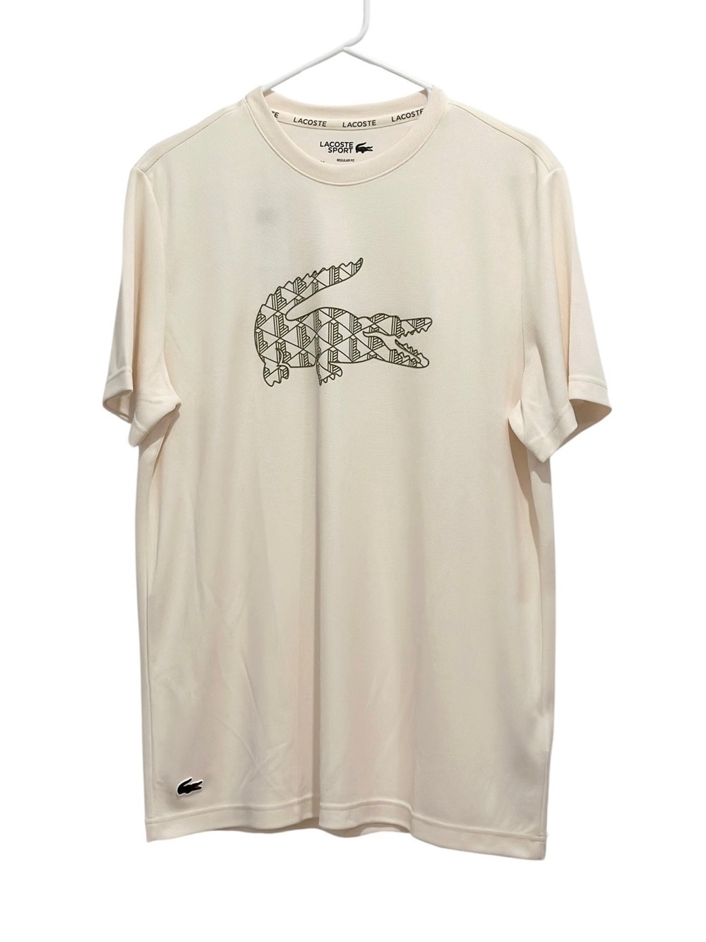 Lacoste Men's Cream Ultra Dry Piqué Tennis T-Shirt Large